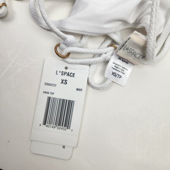 L*Space Bikini Set Kara Studded Bikini Top Bottom in White Size XS Triangle - Picture 8 of 8